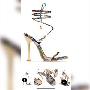 Multi Colored Lace Up heels